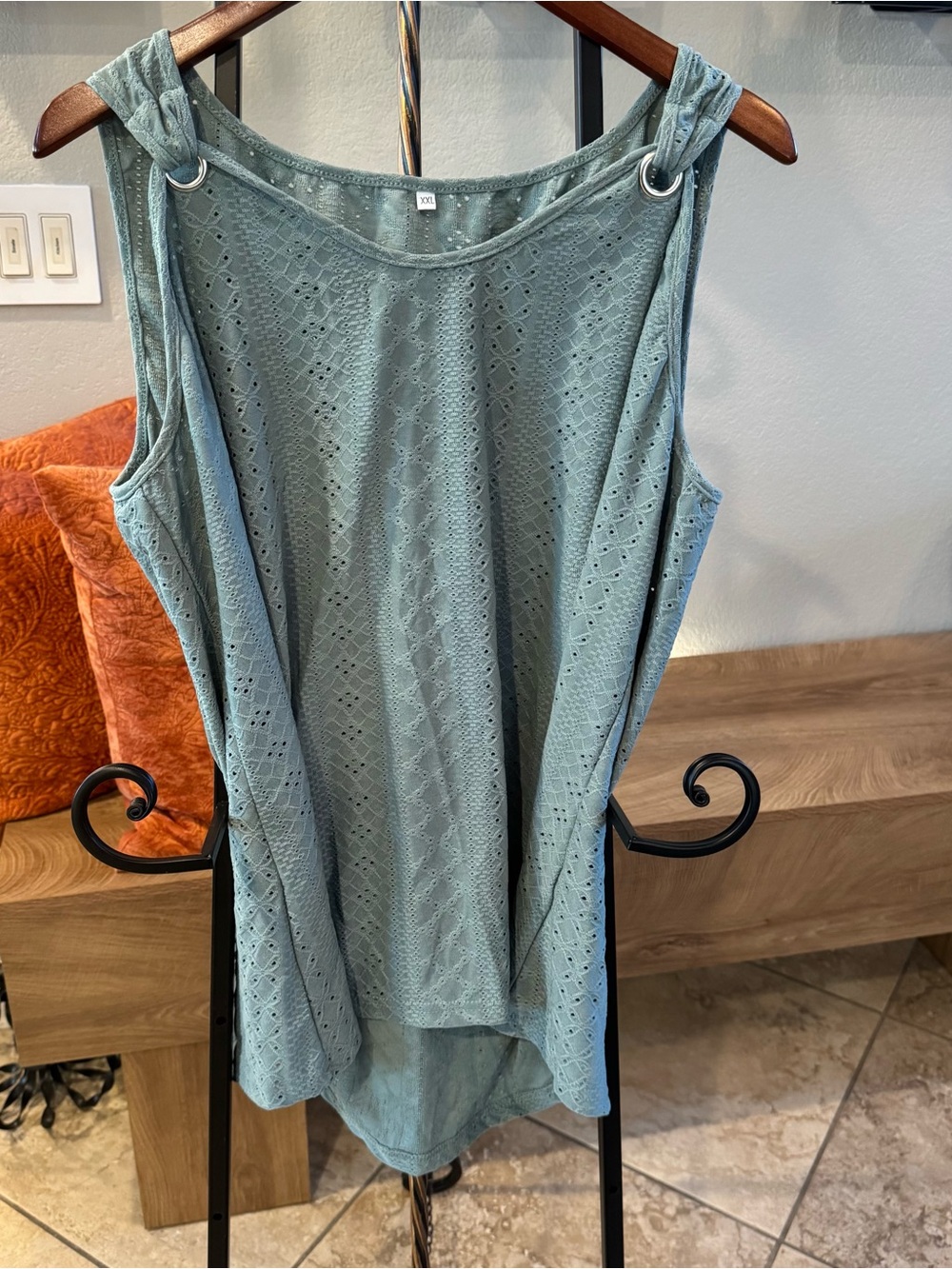 Women’s Lace Eyelet Tank Top - Light Teal
